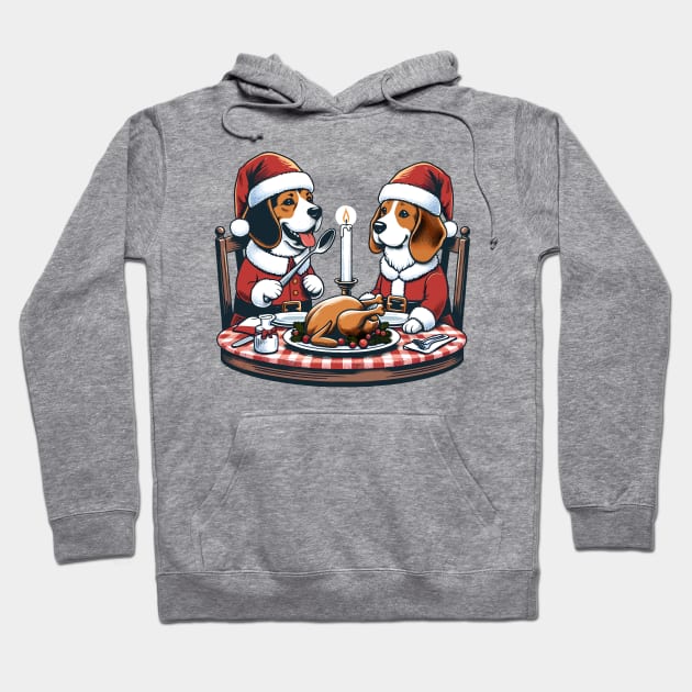 Beagle Dogs Christmas Meal Hoodie by Graceful Designs